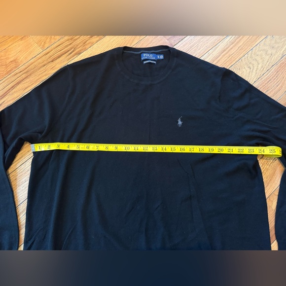 Polo Ralph Lauren 100% Merino Wool Crew Neck Black Lightweight Sweater Men Sz XL - Picture 9 of 11